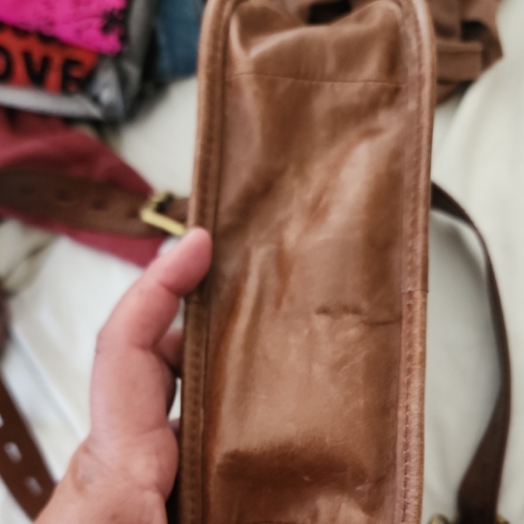 HOBO Vintage Grunge Distressed Rich Brown 100% Genuine Leather Shoulder Bag - Picture 10 of 15